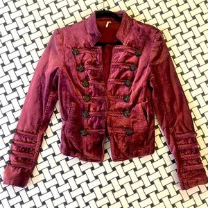 Free People Velvet Military Jacket